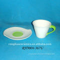 Huaide RH9004L-367U Porcelain White And Green Silicone Fancy Tea Cup and Saucer